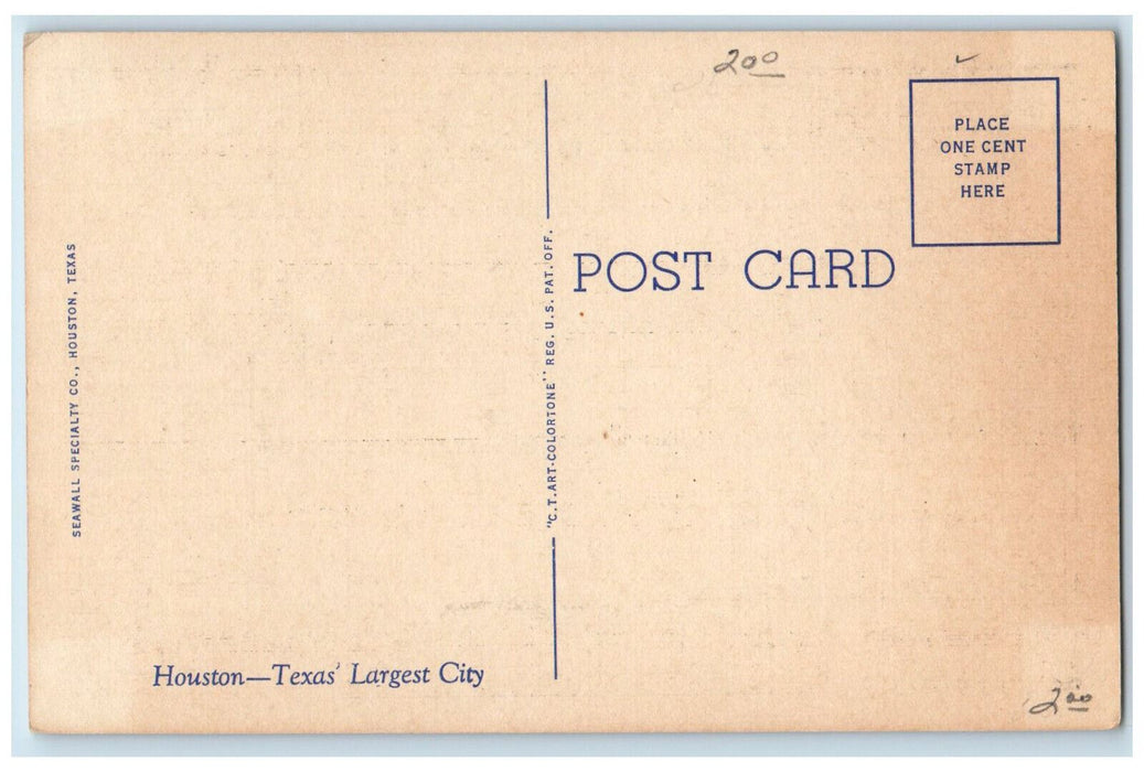 c1940's Esperson Building at Night Houston Texas TX Vintage Postcard
