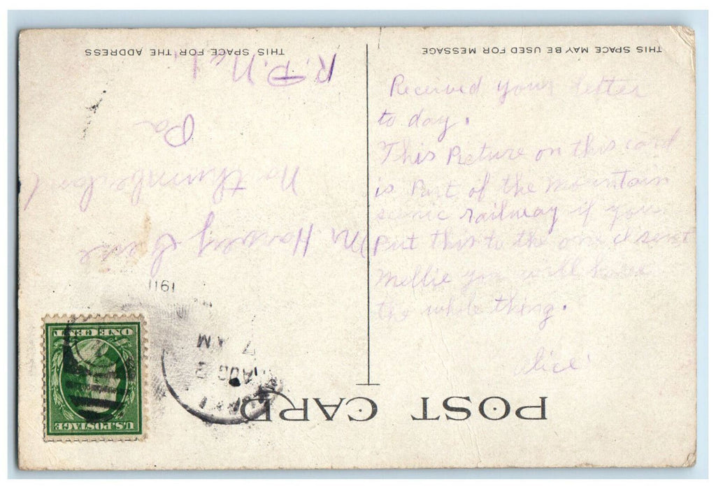 1911 Mountain Scenic Railway Willow Grove Park PA Antique Posted Postcard