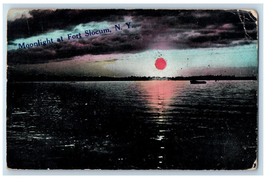 1912 Moonlight at Fort Slocum New York NY Posted Antique Postcard