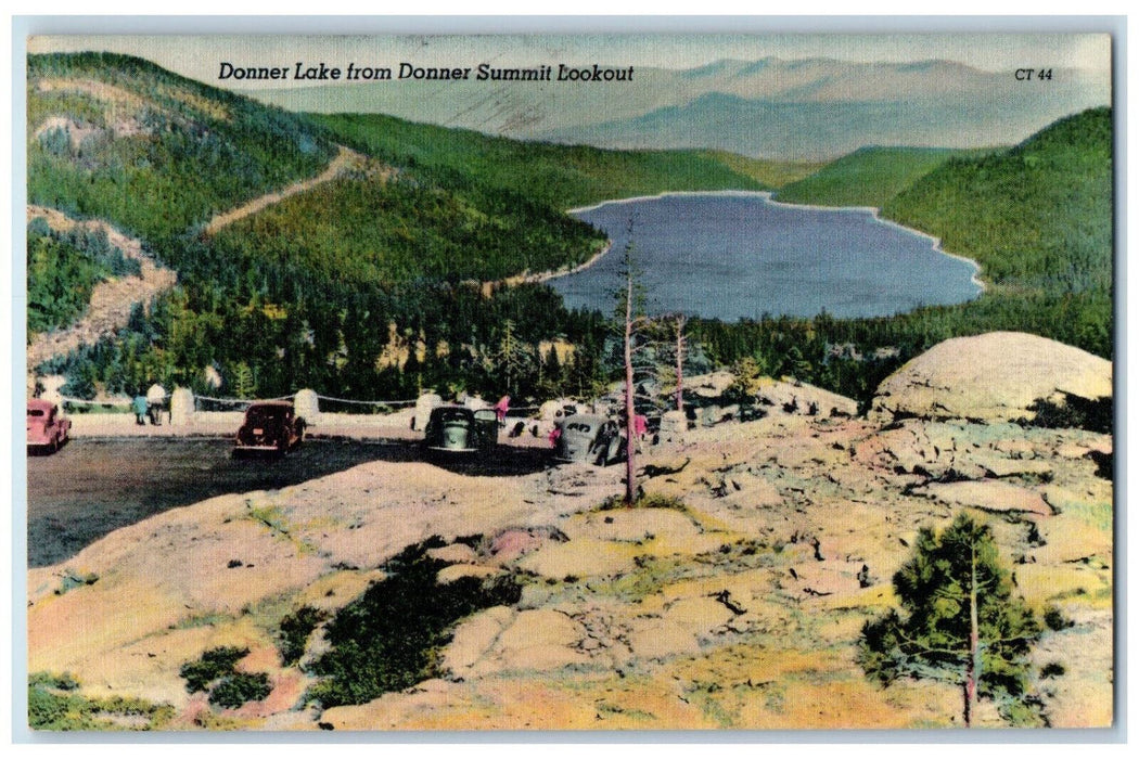 c1950's Donner Lake from Donner Summit Lookout California CA Postcard