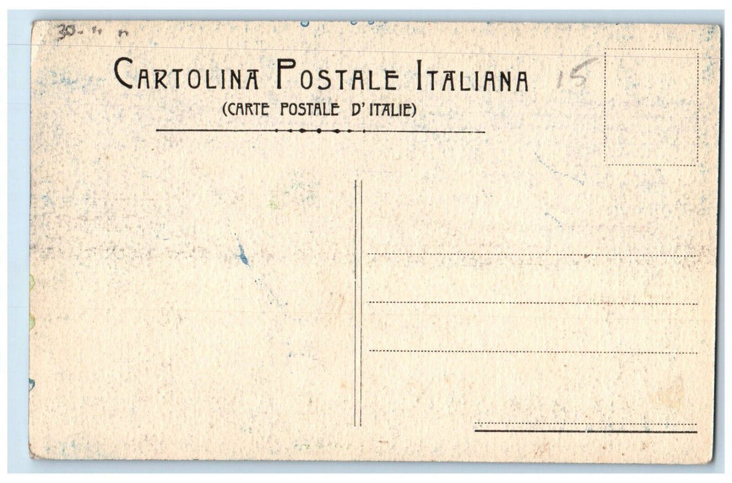 c1910's Serigraph Pompeii Italy Volcano Eruption Boat Handpainted Postcard