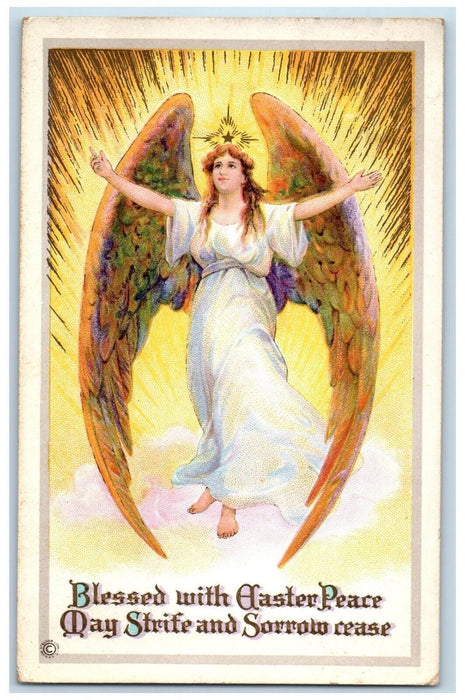 1915 Easter Peace Holly Angel Gowanda New York NY Posted Antique Postcard