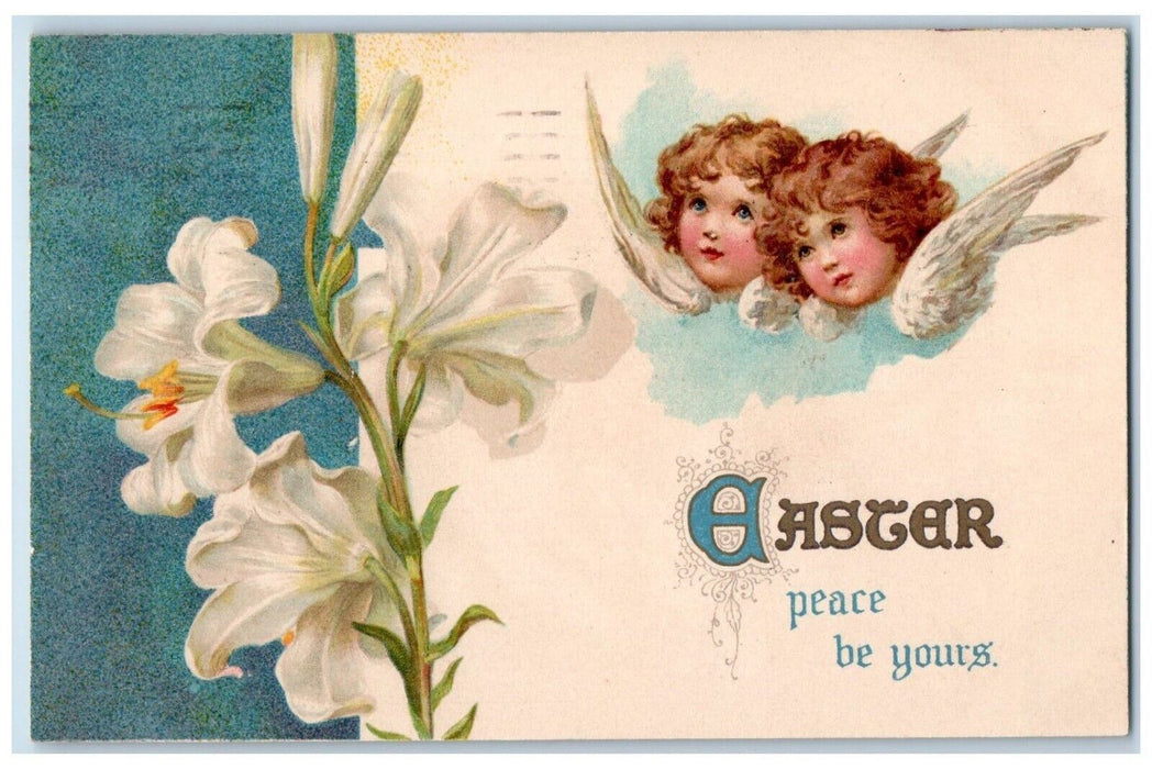 1909 Easter Angels Head White Lily Flowers Buffalo New York NY Antique Postcard