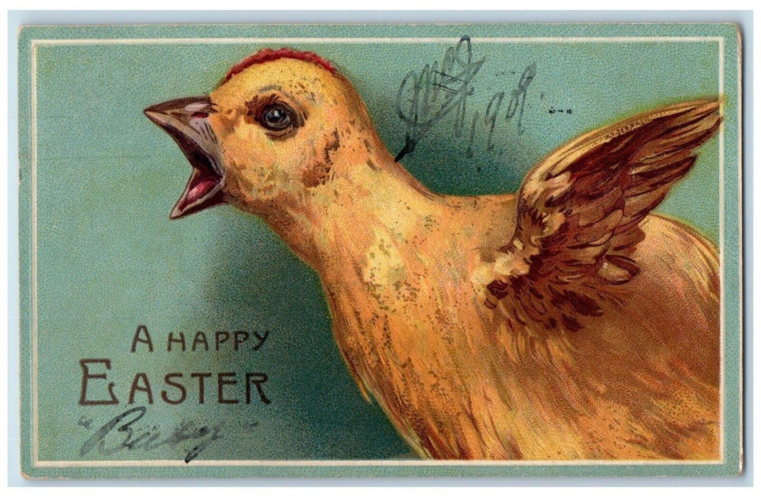 c1910's Happy Easter Chick Embossed Baltimore Maryland MD Antique Postcard