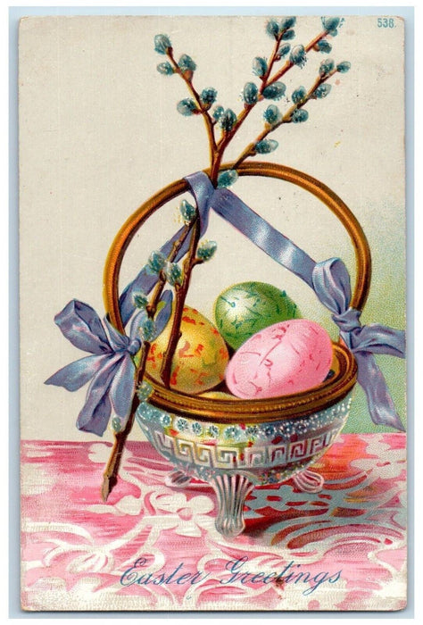 Easter Greetings Girl Eggs Nest Pip Berry Bundle Fredericksburg PA Postcard