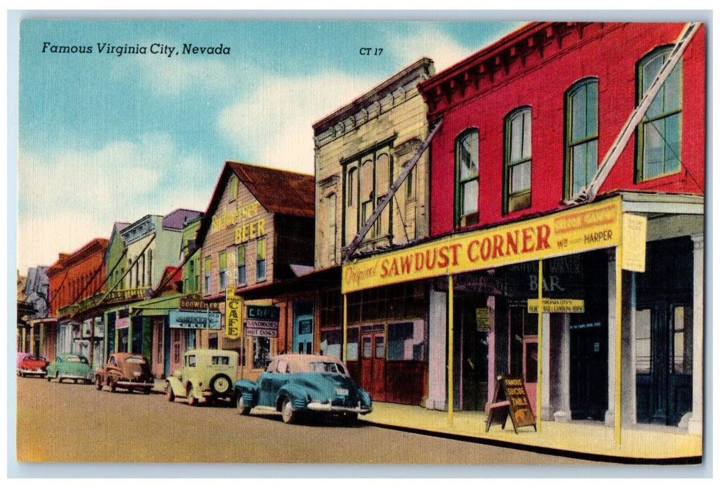 c1950's Cafe Sawdust Corner Famous Virginia City Nevada NV Vintage Postcard