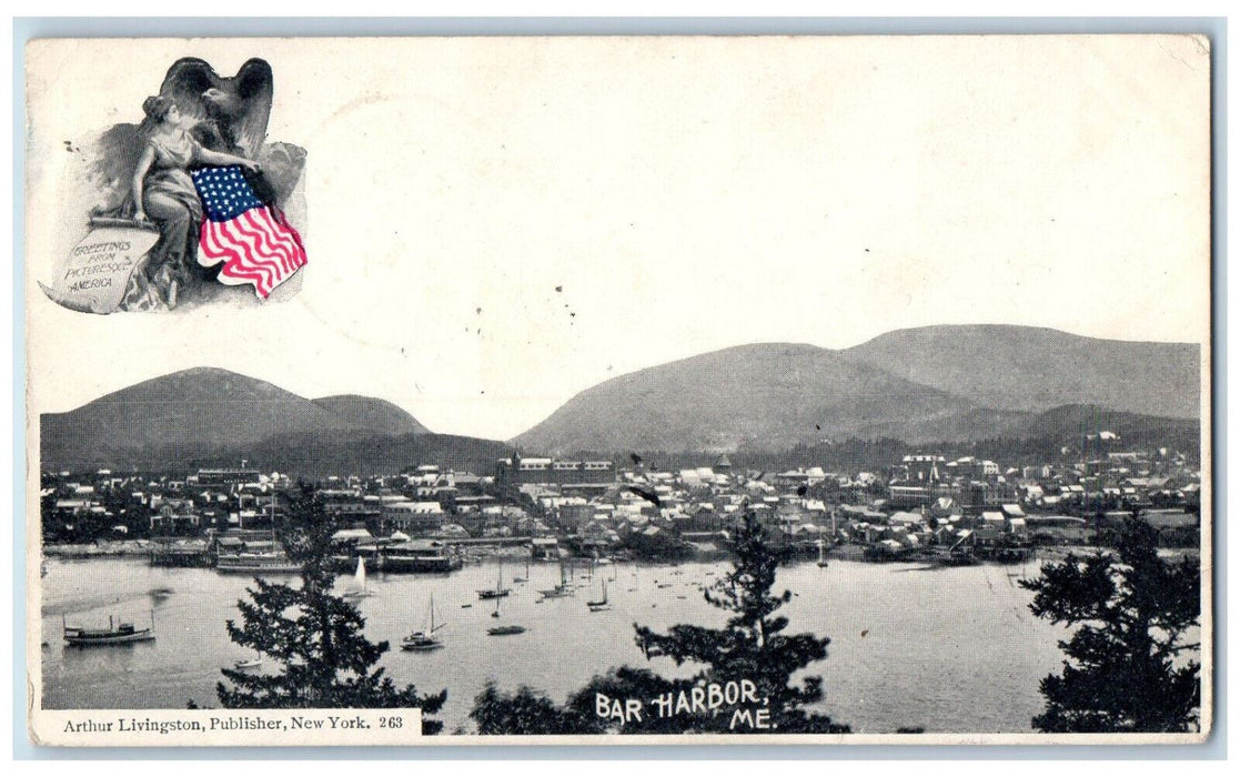 1901 Fleet of Boat General View of Bar Harbor Maine ME PMC Antique Postcard