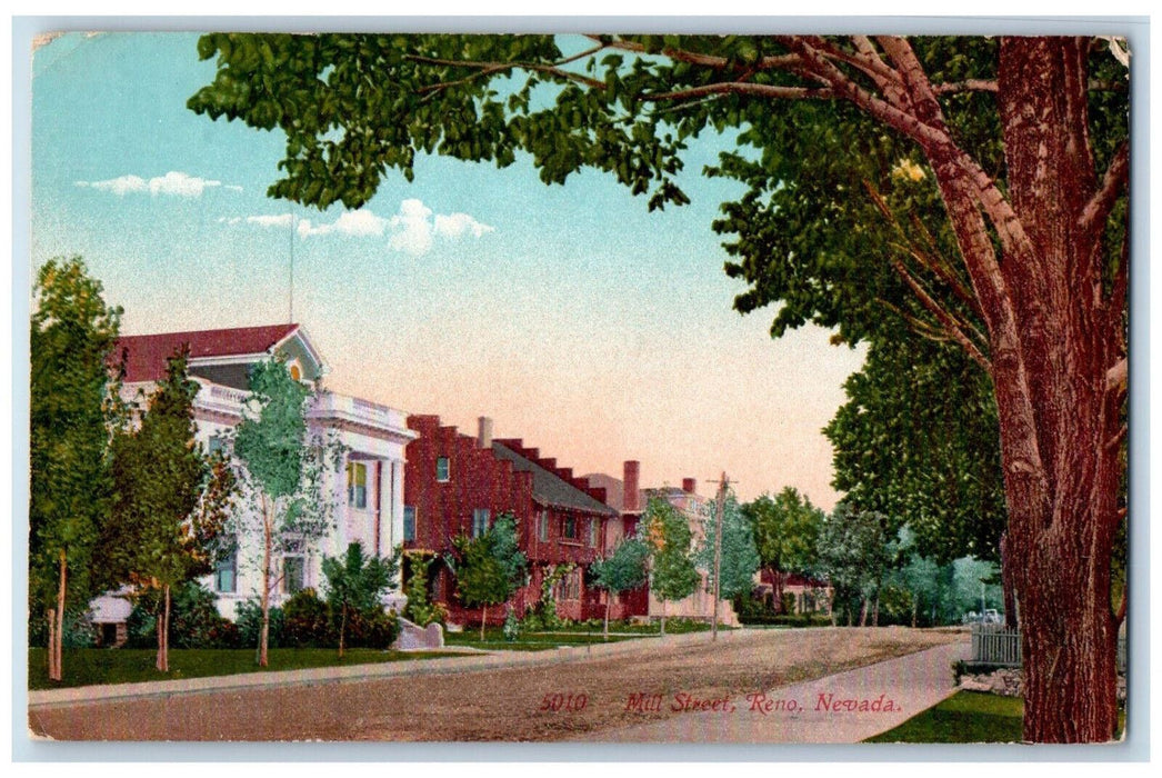 c1910 Scene at Mill Street Reno Nevada NV Antique Unposted Postcard