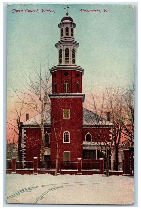 c1910 Christ Church Winter Alexandria Virginia VA Antique Unposted Postcard