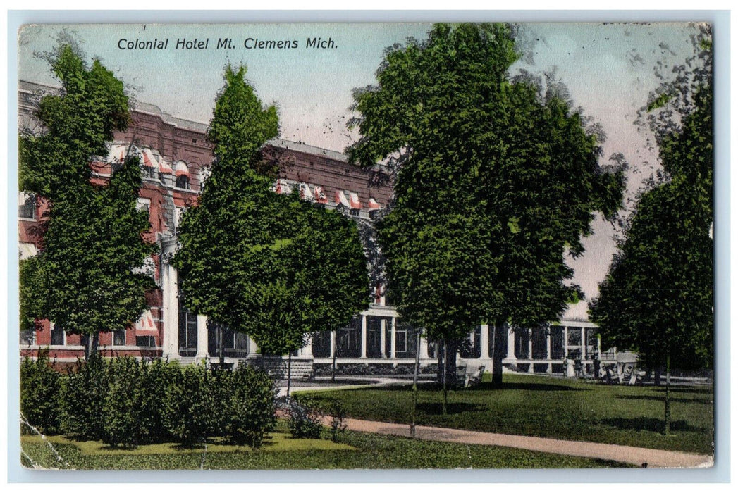 1911 Colonial Hotel Mt. Clemens Michigan MI Antique Postage Due 1D Postcard