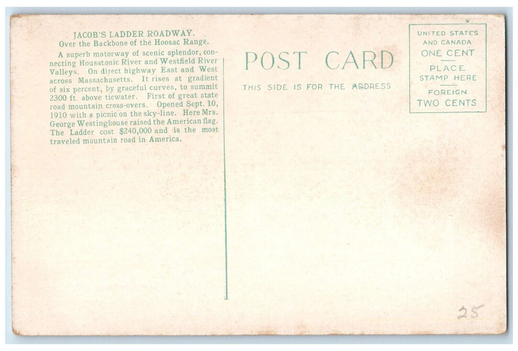 Greenwater Pond Jacob's Ladder Roadway West Becket Massachusetts MA Postcard