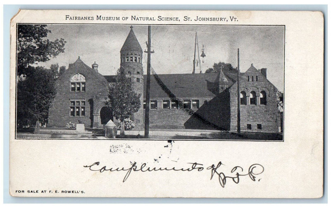 1903 Fairbanks Museum of Natural Science St. Johnsbury Vermont VT PMC Postcard