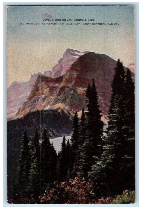 c1910 Gould Mountain Grinnell Lake Glacier National Park Advertising MT Postcard