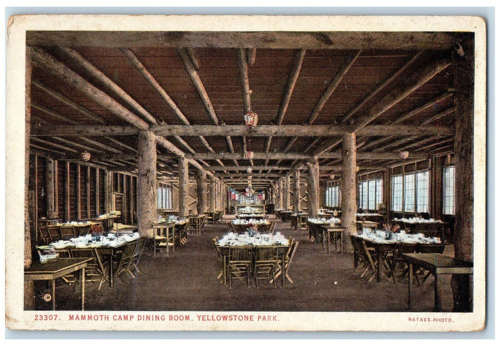 c1920's Mammoth Camp Dining Room Yellowstone Park Haynes Photo Postcard