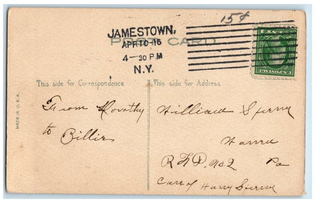 1916 Joyous Easter Greeting Little Girl Eating Chicks Jamestown NY Postcard
