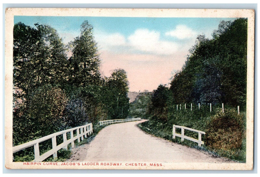 Hairpin Curve Jacob's Ladder Roadway Chester Massachusetts MA Antique Postcard