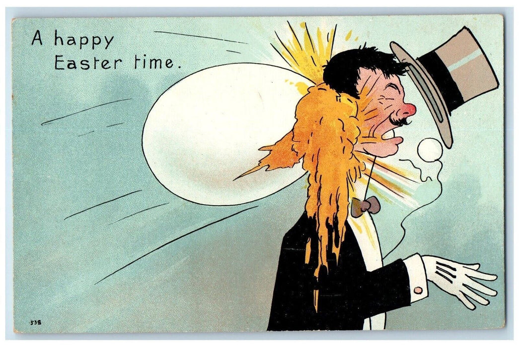 c1910's Happy Easter Time Boy Hatched Egg Unposted Antique Postcard
