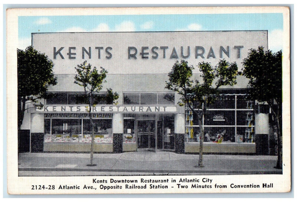 c1940's Kents Downtown Restaurant in Atlantic City New Jersey NJ Postcard
