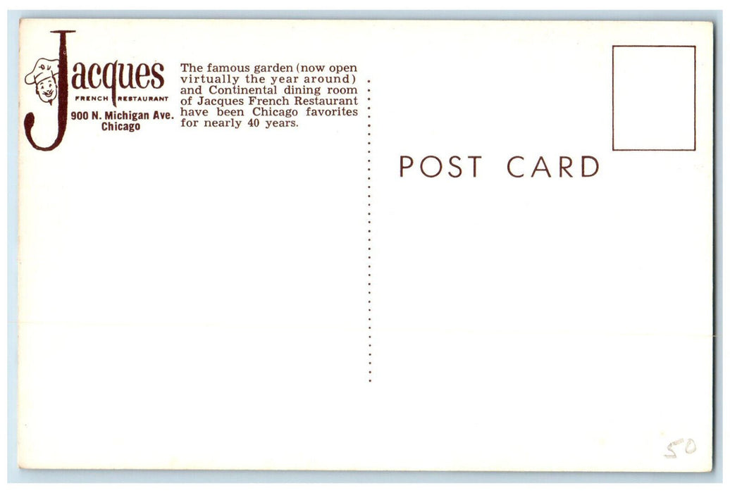 c1950's Jacques 900 N. Michigan Avenue Chicago Illinois IL Unposted Postcard