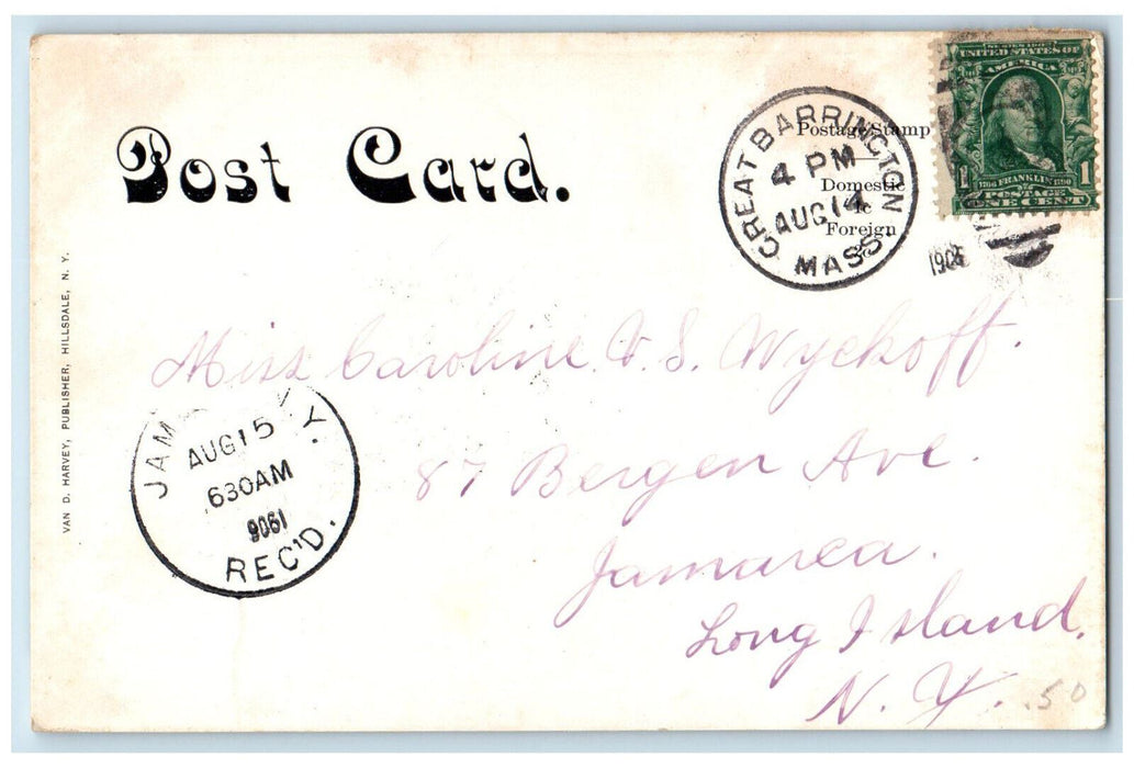 1906 Bash Bish Gorge Below The Falls Jamaica NY Great Barrington MA Postcard