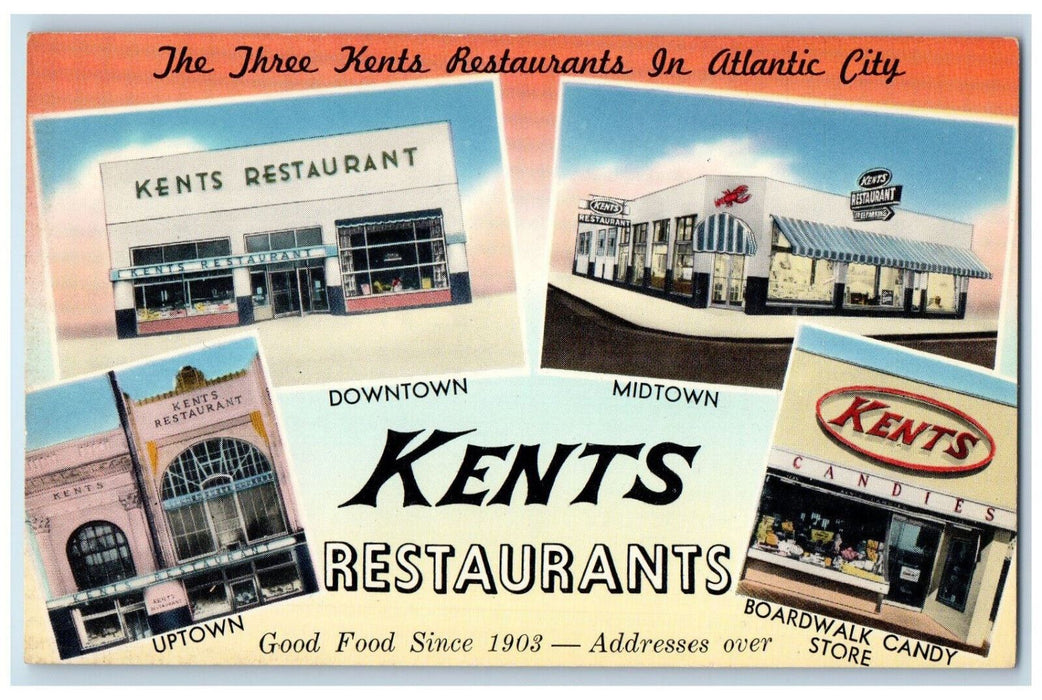 c1950's The Three Kents Restaurants in Atlantic City New Jersey NJ Postcard