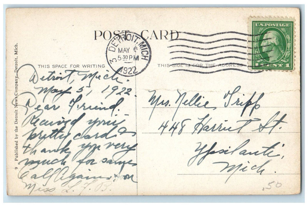 1922 The Aquarium at Belle Isle Park Detroit Michigan MI Antique Postcard