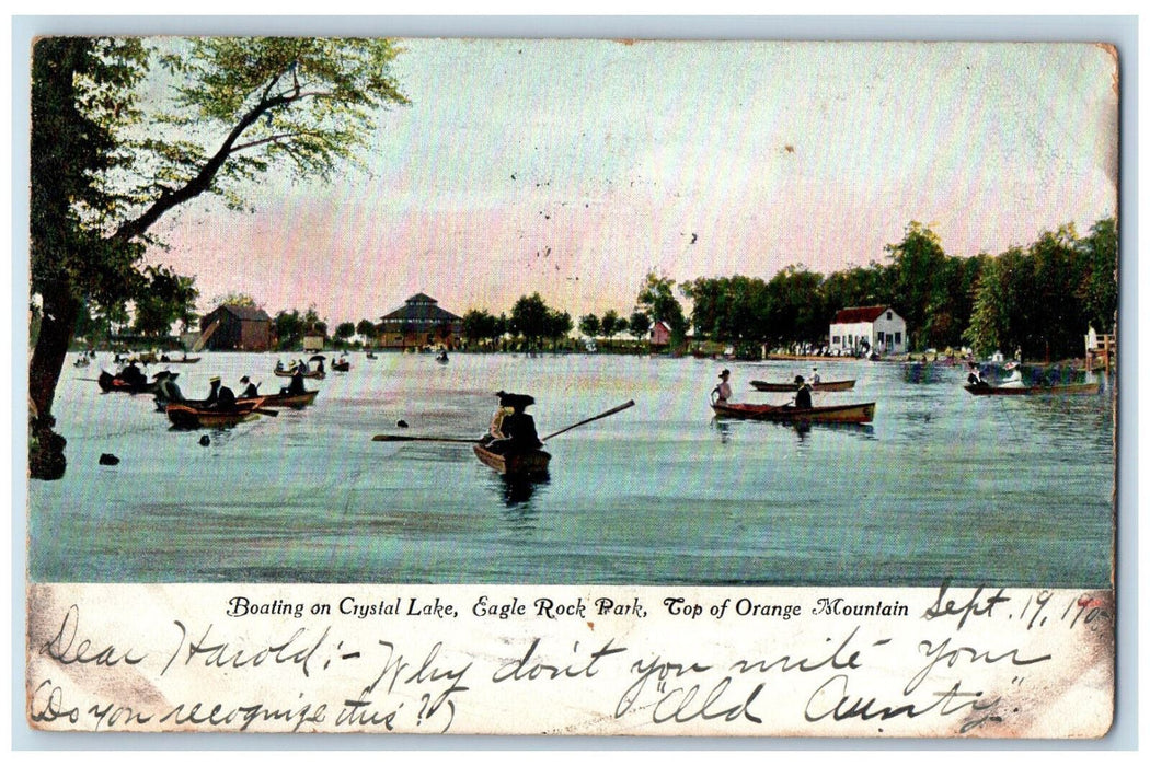 1905 Boating on Crystal Lake Eagle Rock Park East Orange New Jersey NJ Postcard