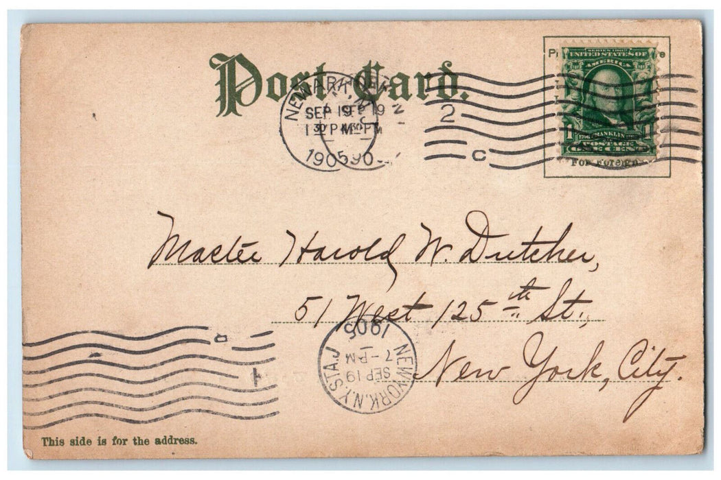 1905 Boating on Crystal Lake Eagle Rock Park East Orange New Jersey NJ Postcard