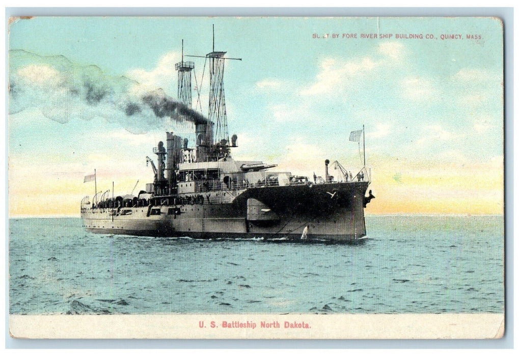 c1910's US Battleship Steamer Unposted Antique North Dakota ND Postcard