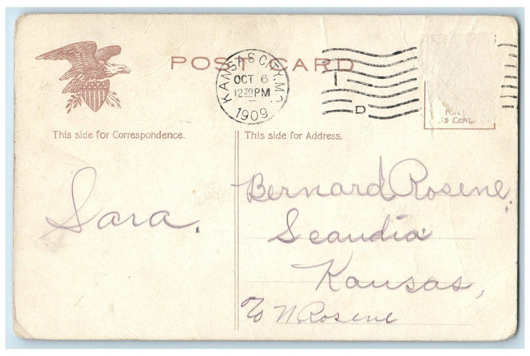 1909 US Battleship Connecticut Kansas City Missouri MO Posted Antique Postcard