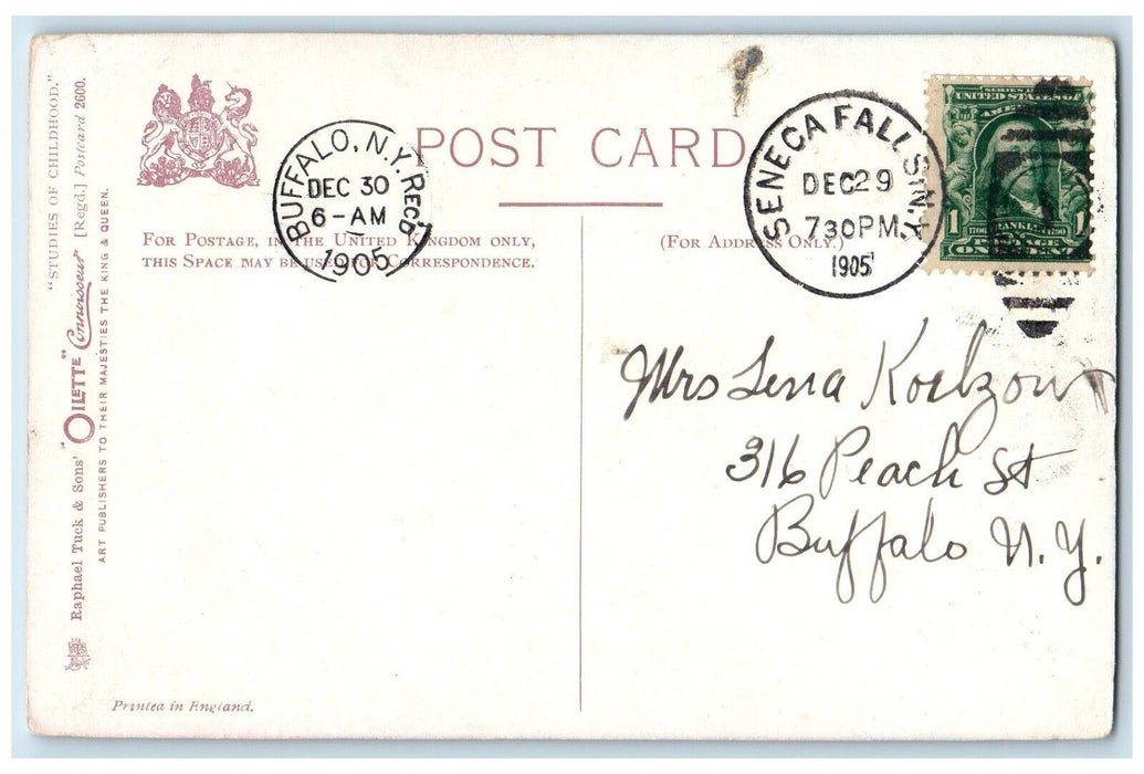 1905 Pretty Little Girl Studio Portrait Oilette Tuck's Seneca Falls NY Postcard