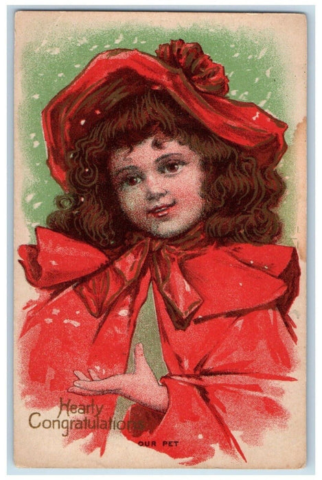 c1910's Heart Congratulations Pretty Girl Winsch Back Westfield NY Postcard