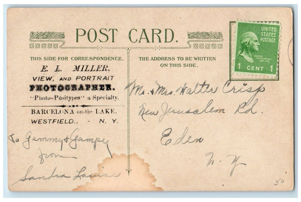 c1910's Heart Congratulations Pretty Girl Winsch Back Westfield NY Postcard