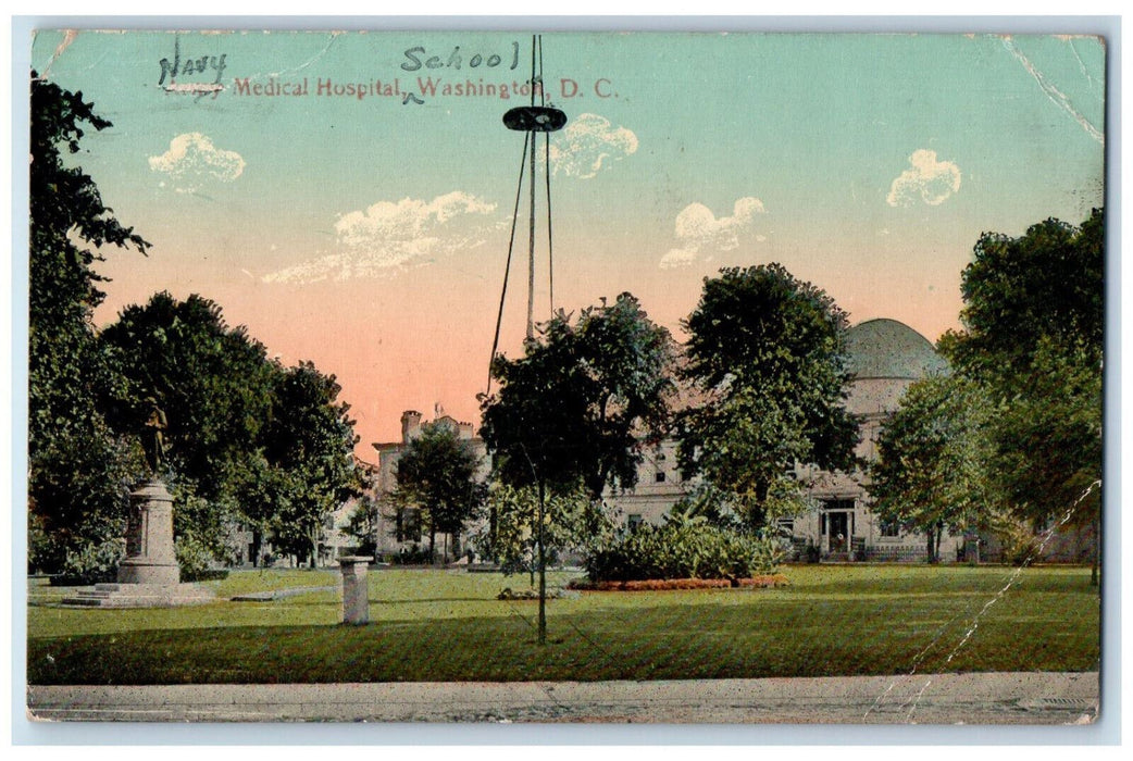 1917 View Of Navy Medical Hospital School Washington DC Antique Posted Postcard