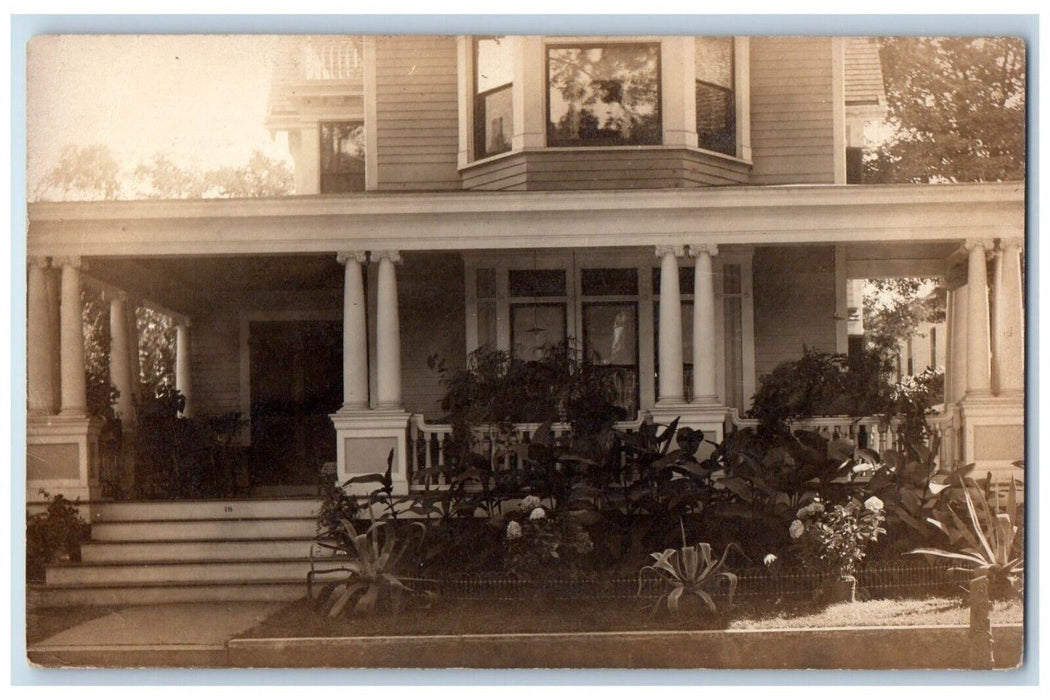 c1910's Victorian House Garden Porch Flowers RPPC Photo Unposted Postcard