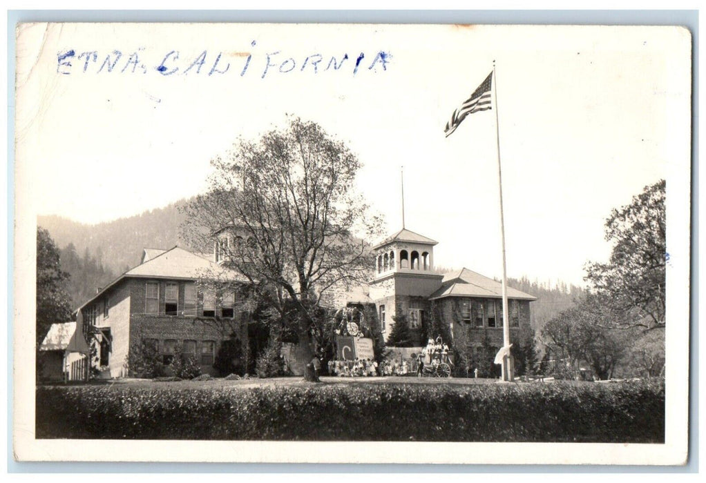 c1940's Industrial Growth Of California Crowd Etna CA RPPC Photo Posted Postcard