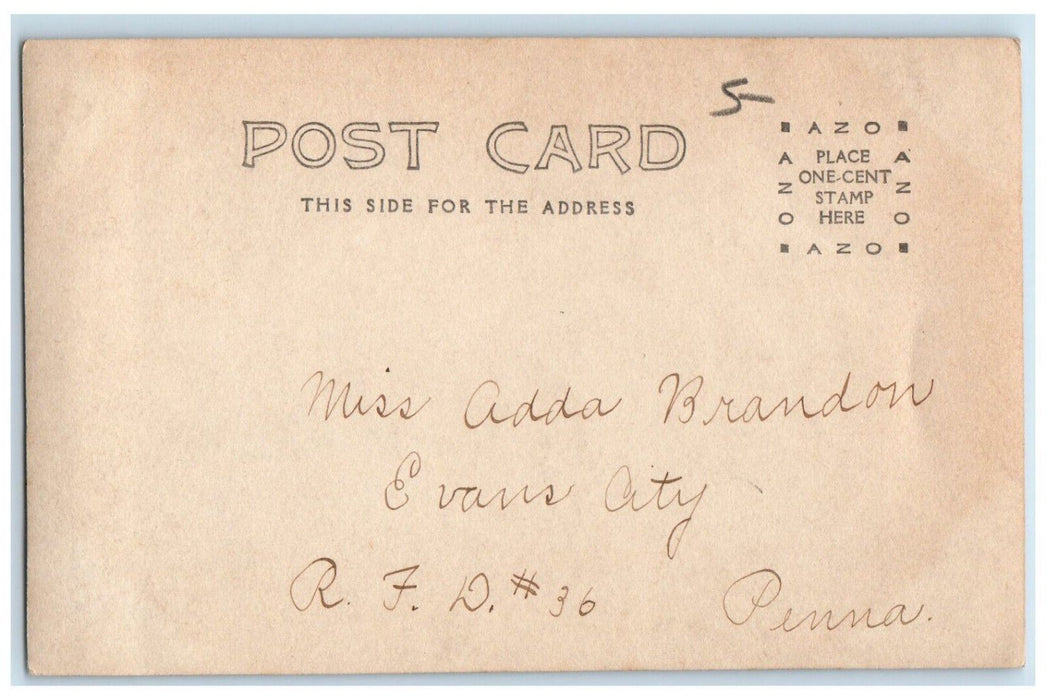 c1920's Candid Woman Hat Evans City Pennsylvania PA RPPC Photo Posted Postcard