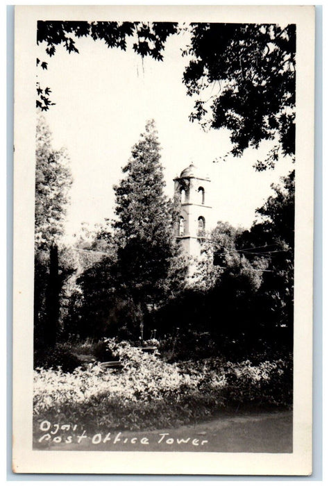 1938 Ojai Post Office Tower Ventura County California CA RPPC Photo Postcard