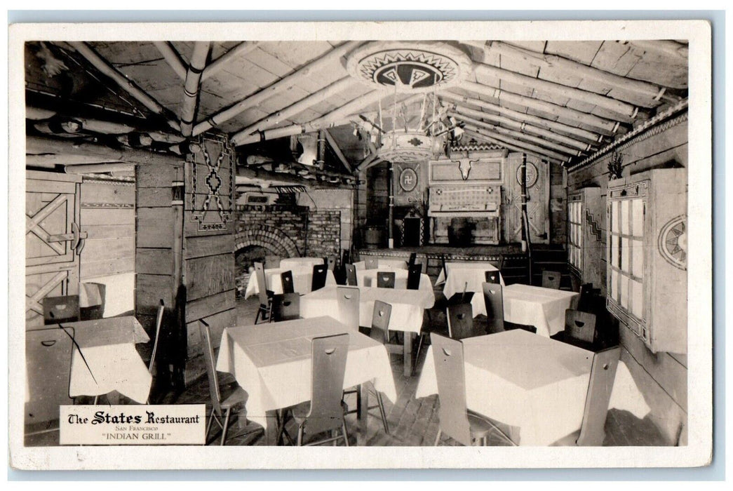 c1920s The States Restaurant Indian Grill San Francisco CA RPPC Photo Postcard