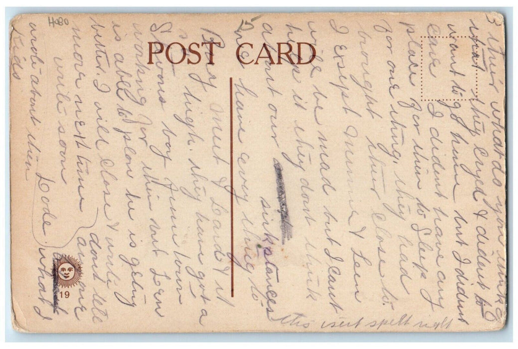 c1910's Man Hobo Lion Chasing I'm Traveling Some Bussman Posted Antique Postcard