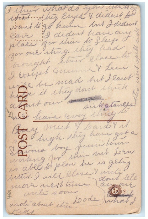 c1910's Man Hobo Lion Chasing I'm Traveling Some Bussman Posted Antique Postcard