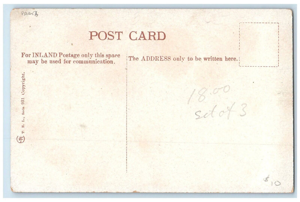 c1910's Caricature Married Life Part 3 Father And Stubborn Childrens Postcard