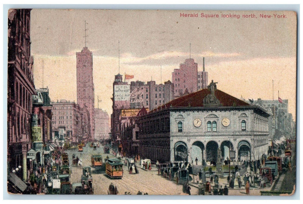 1908 Herald Square Looking North New York City NY Antique Posted Postcard