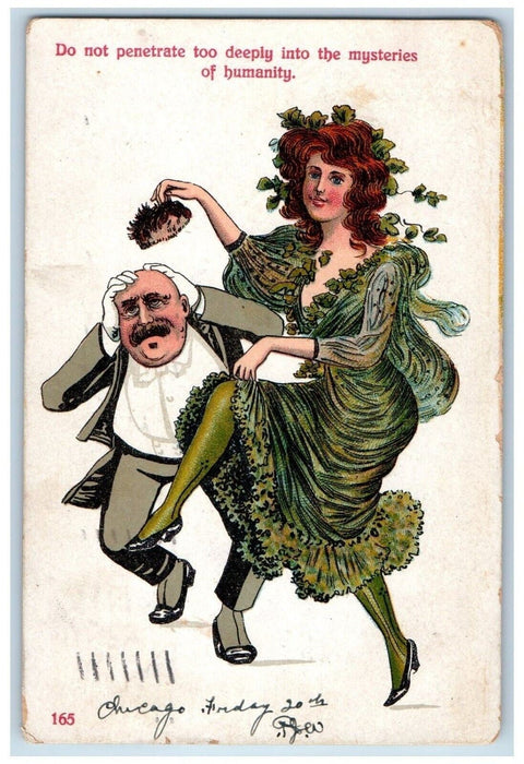 1907 Woman Dress Toupee Do Not Penetrate Chicago Illinois IL Antique Postcard