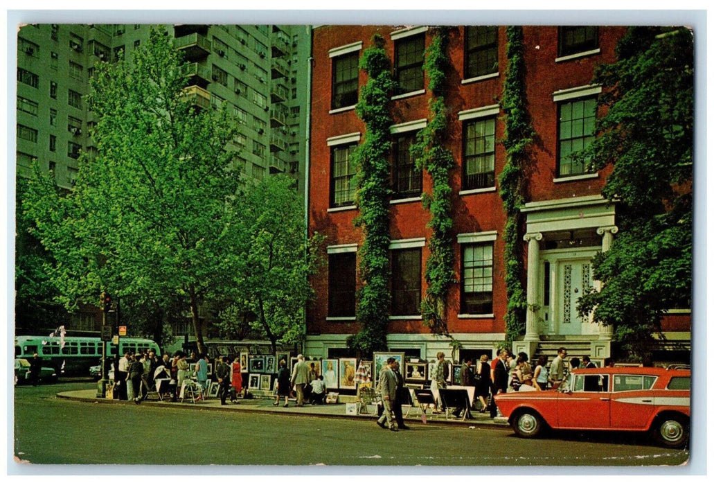 c1950's Paintings on the Street Greenwich Village New York City NY Postcard