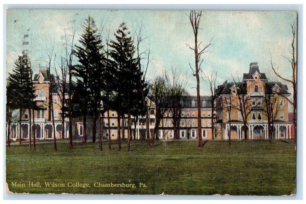 1909 Main Hall Wilson College Chambersburg Pennsylvania PA RPO Postcard