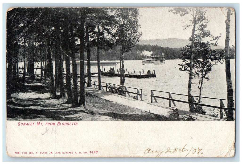 1907 Sunapee Mountain Blodgetts Steamer Goshen New Hampshire NH RPO Postcard
