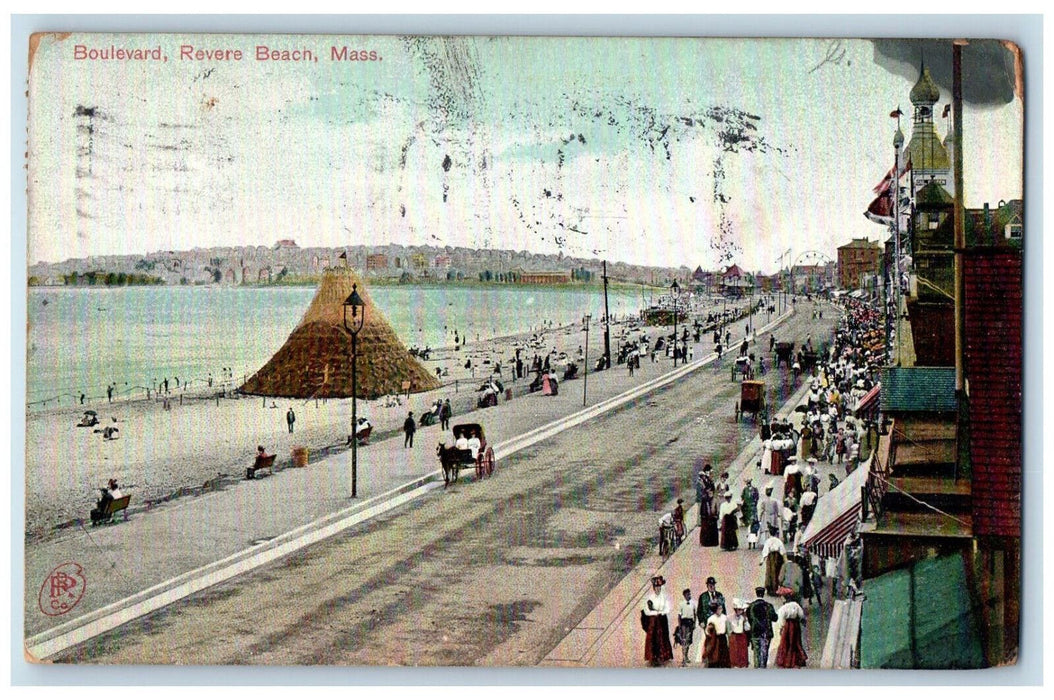 1907 Boulevard Revere Beach Massachusetts MA Antique Posted Postcard