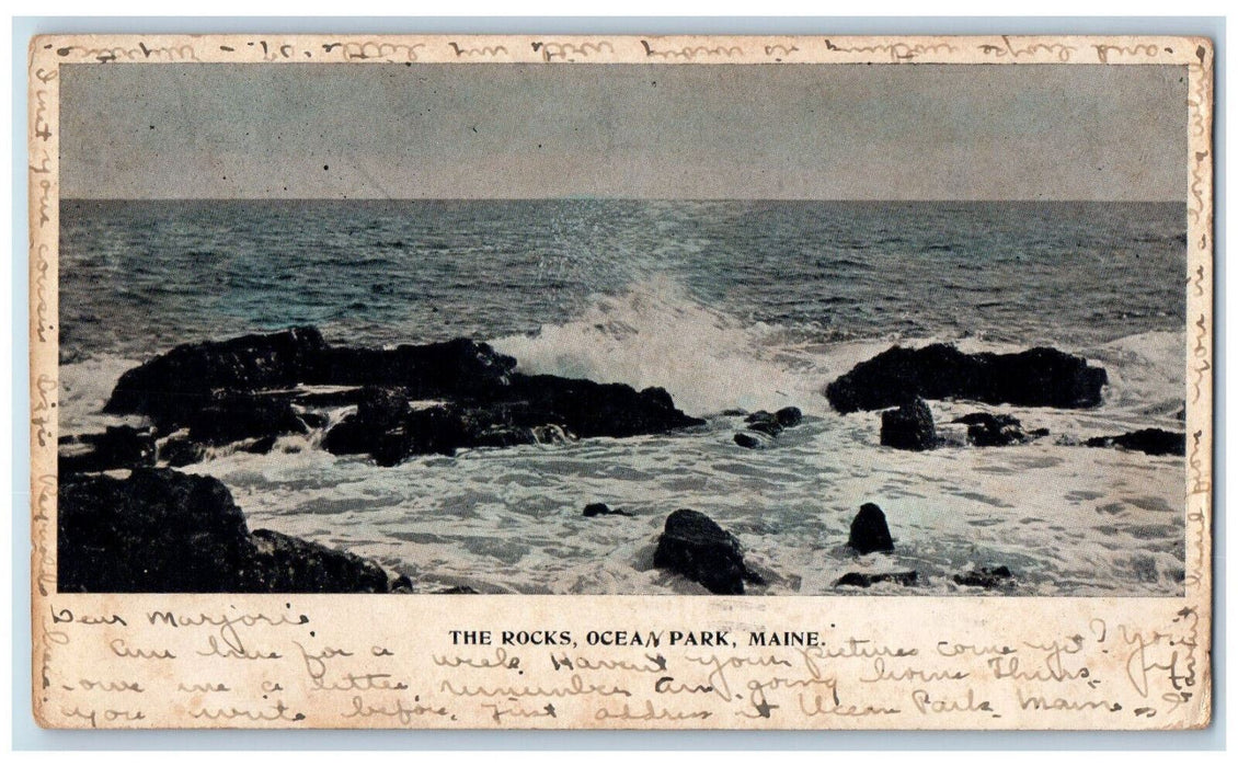 1907 Scene at The Rocks Ocean Park Maine ME Antique Posted Postcard