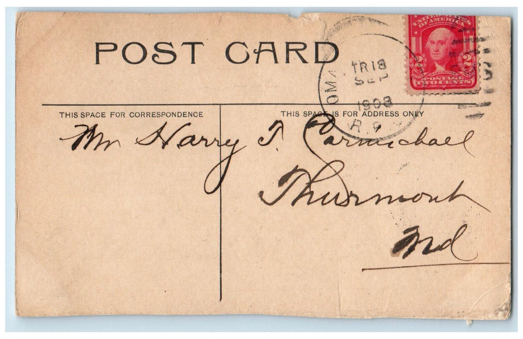 1908 Court House Fairbury Nebraska NE Antique Posted RPO Postcard